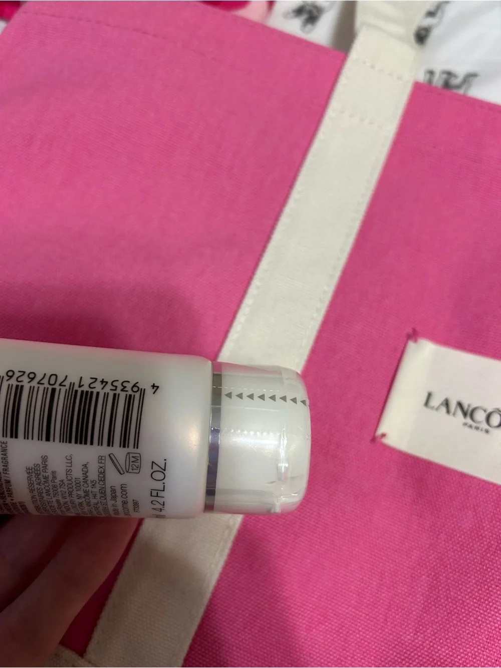 Lancome Pink and Cream Canvas Tote Bag